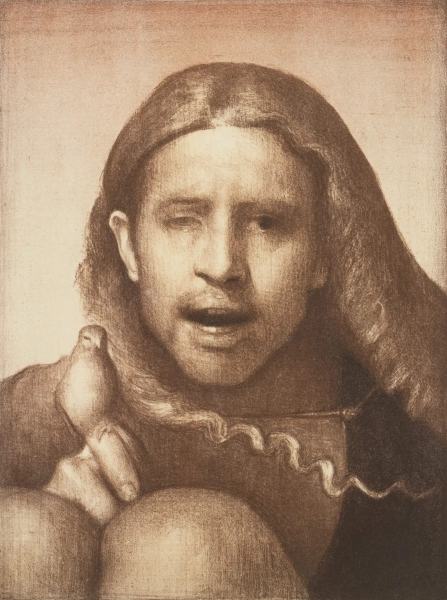 Mann med fugl av Odd Nerdrum