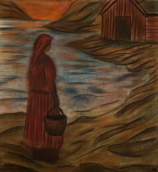 Kvinne i solnedgang av Håkon K. Indrehus - HKI